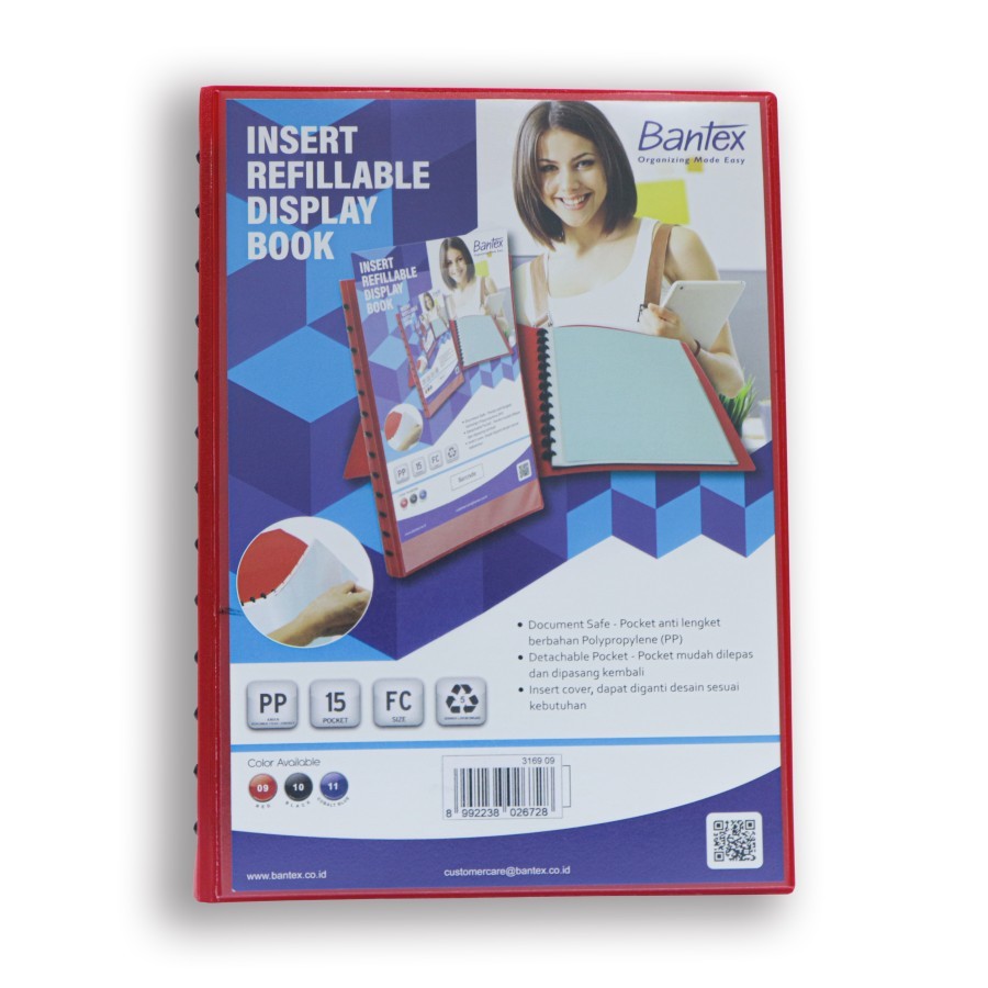 BANTEX Insert Clear Holder / Display Book Refillable Folio - Red - utama